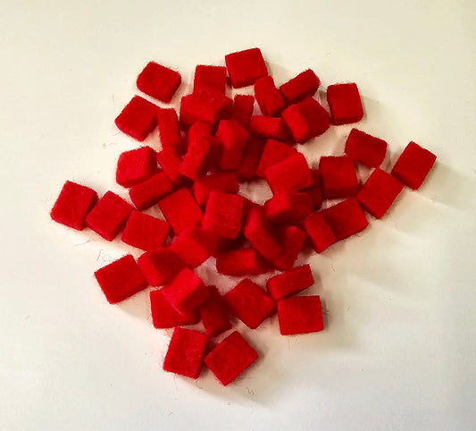 BUTT FELT SQUARES, MEDIUM RED, 5/16" X 3/8"  (c)